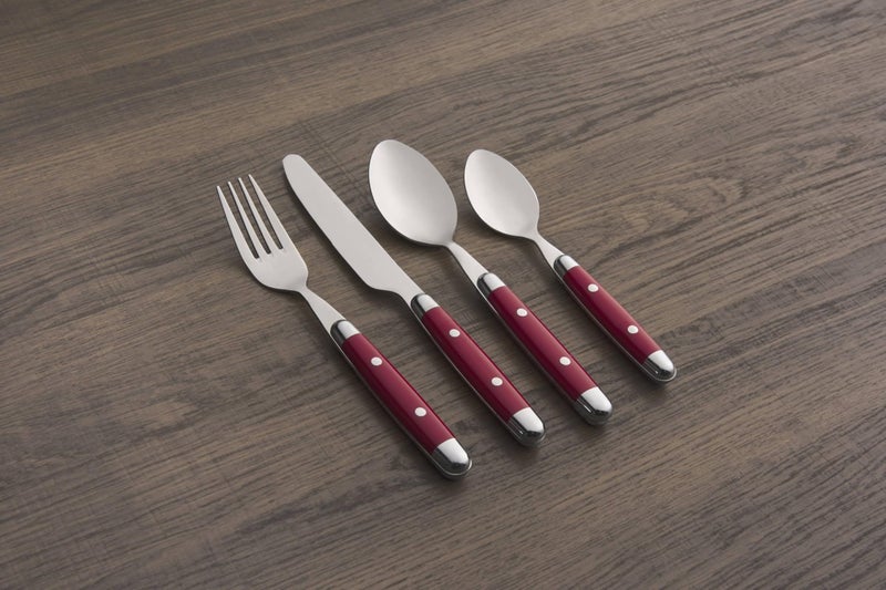 Cambridge Silverware Set, Jubilee Red 16-Piece Flatware Set, Red Thick Handles, Service For 4, Stainless Steel, Dishwasher Safe, Knives Spoons Forks, Home & Kitchen Utensils Set (Red/Silver, 16 Piece) - Image 5